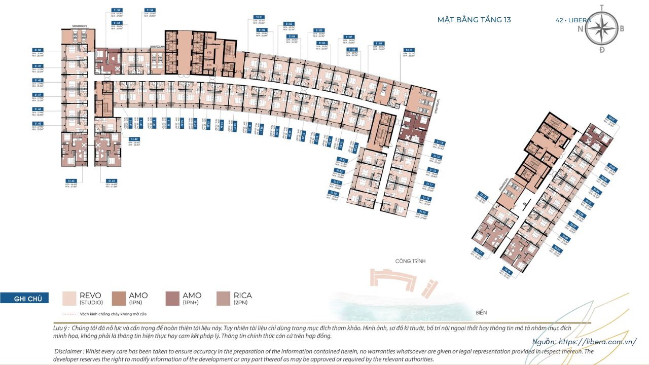 Mặt Bằng Tầng 13 Toà The Sanhome Libera Nha Trang