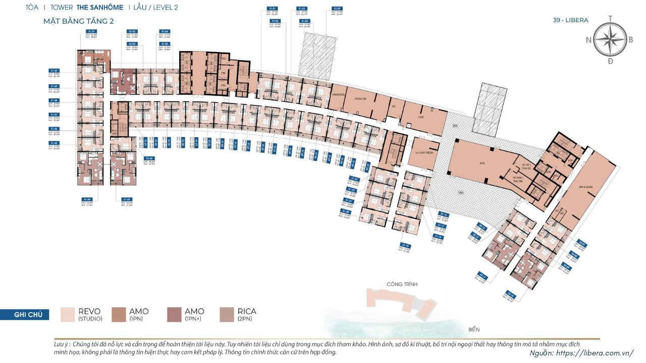 Mặt Bằng Tầng 2 Toà The Sanhome Libera Nha Trang