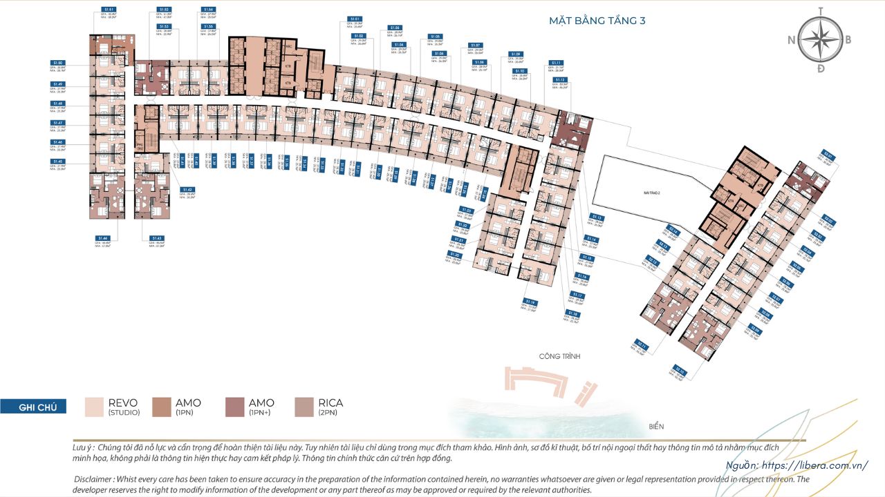 Mặt Bằng Tầng 3 Toà The Sanhome Libera Nha Trang