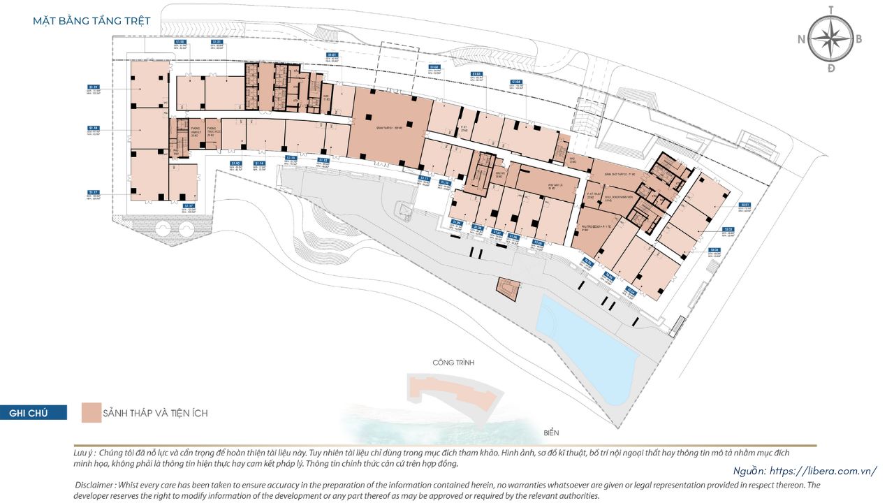 Mặt Bằng Tầng Trệt Toà The Sanhome Libera Nha Trang
