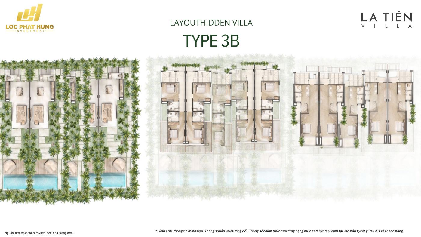 Layout Hidden Villa Type 3b: Mặt Bằng Chi Tiết Tại La Tiên Nha Trang