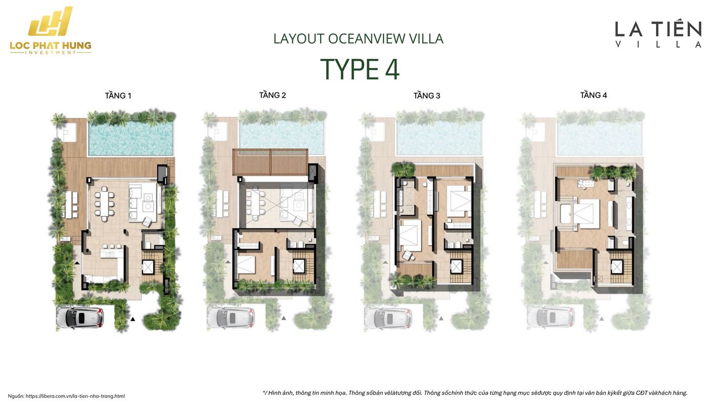 Layout Oceanview Villa Type 4: Mặt Bằng Chi Tiết Tại La Tiên Nha Trang