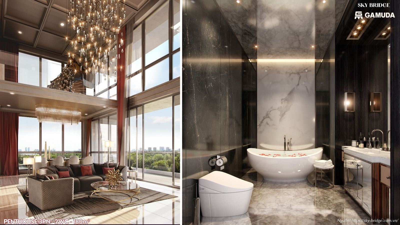 Penthouse Sky Bridge Gamuda Land Diện Tích 180m² (3pn 2wc).