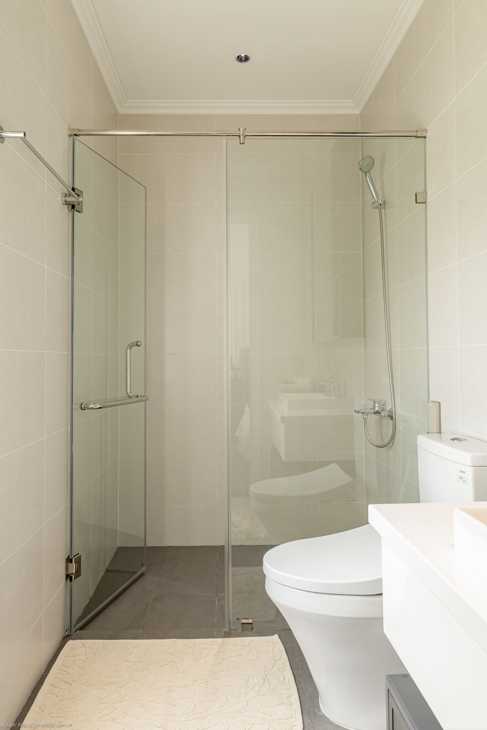 Thiết kế phòng tắm và nhà vệ sinh căn hộ Sky Bridge 3PN 152m2 bàn giao thiết bị cao cấp