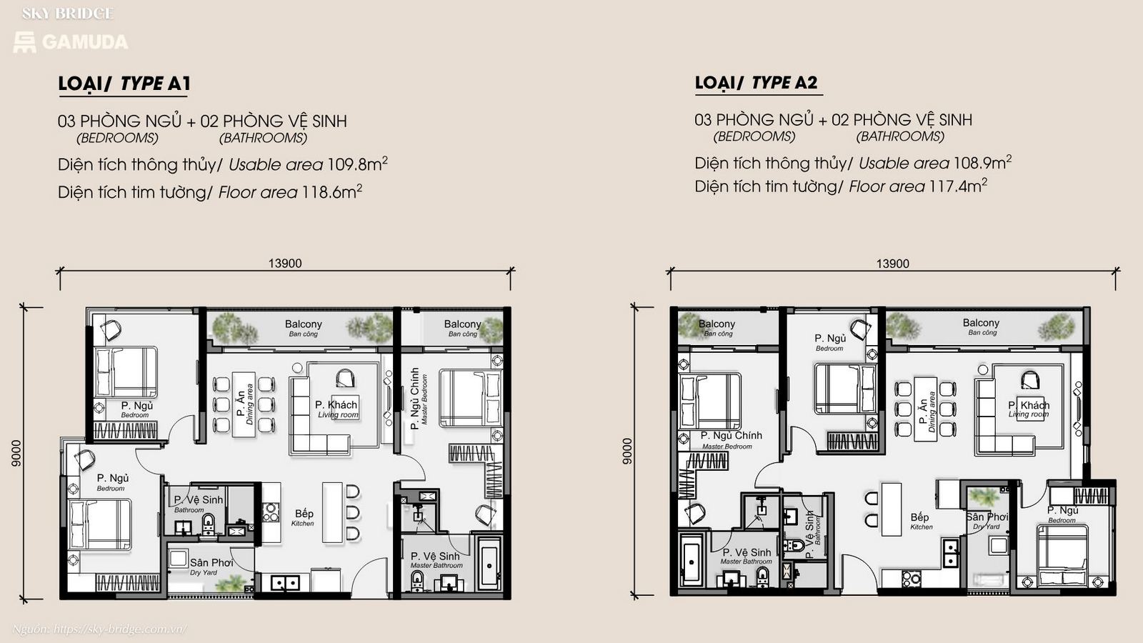 Thiết kế căn hộ hiện đại SkyBridge Gamuda Land Thuận An