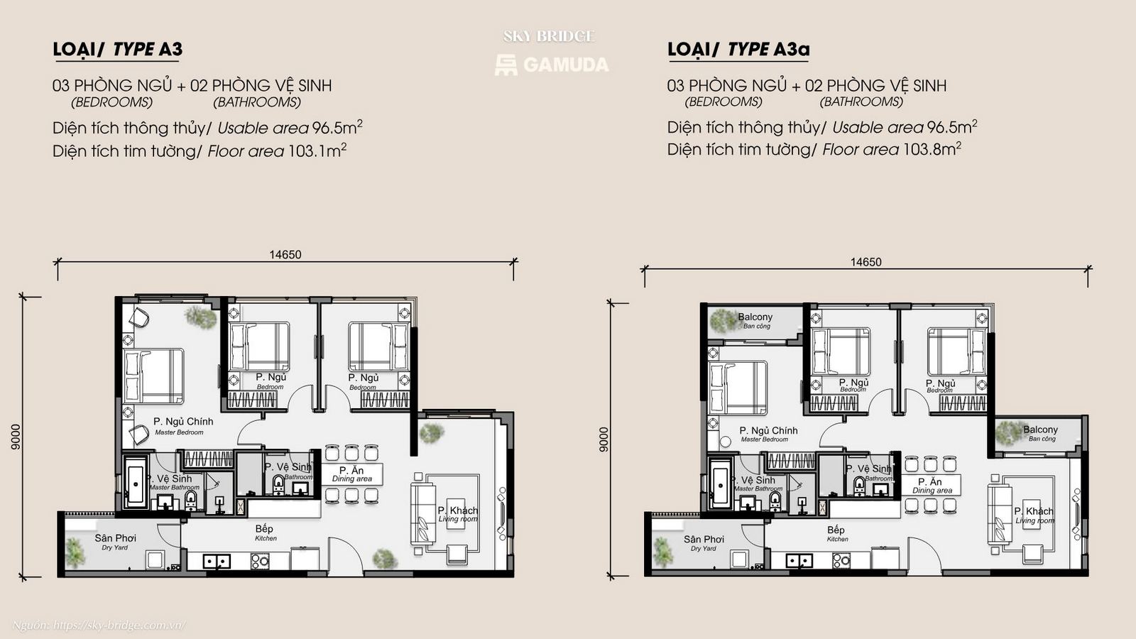 Thiết kế căn hộ hiện đại SkyBridge Gamuda Land Thuận An