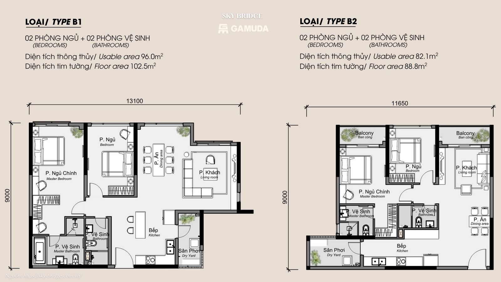Thiết kế căn hộ hiện đại SkyBridge Gamuda Land Thuận An
