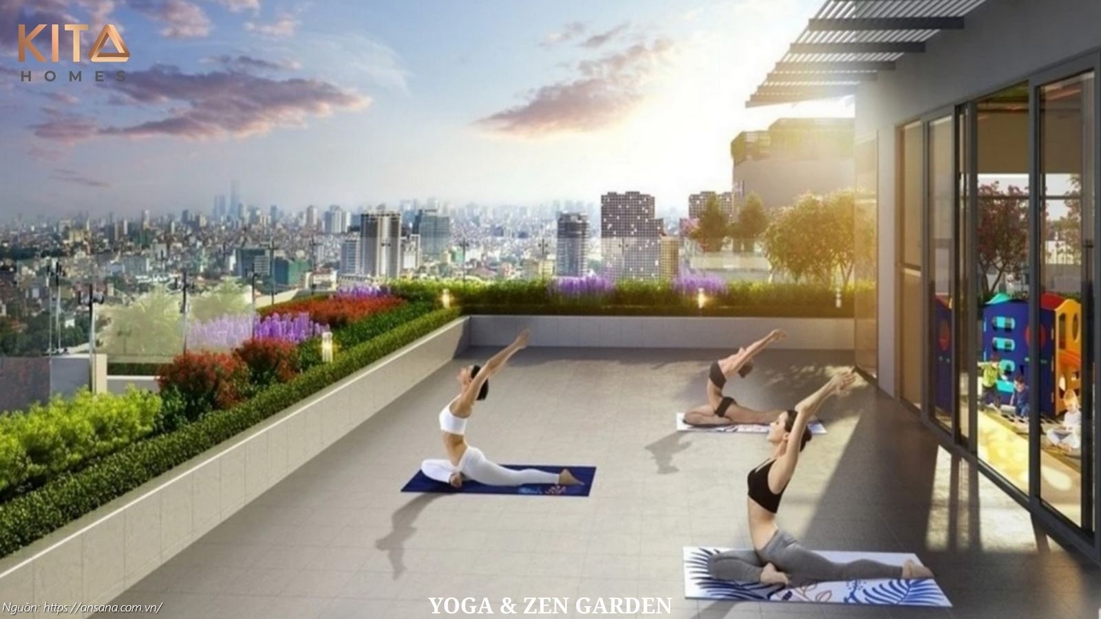 Vườn Yoga và khu vực Thiền định yên tĩnh tại căn hộ Ansana by Kita