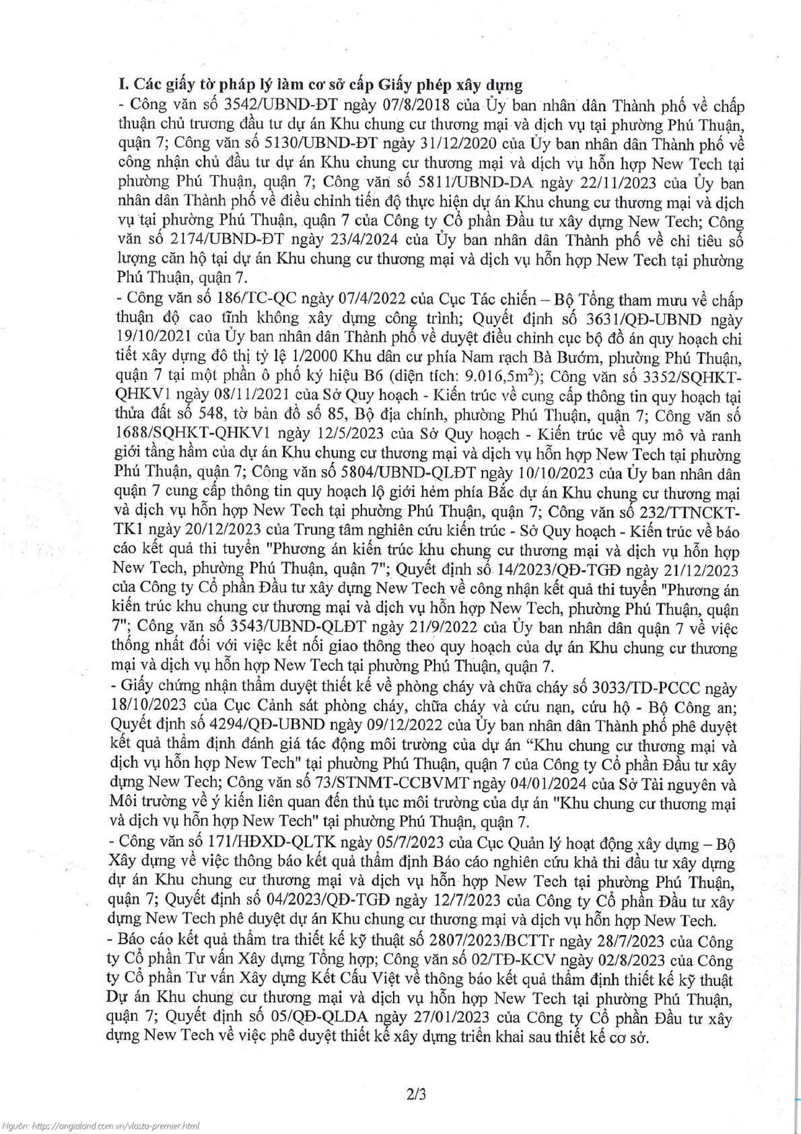 Giấy phép xây dựng số 17/GPXD dự án căn hộ chung cư Vlasta Premier Quận 7