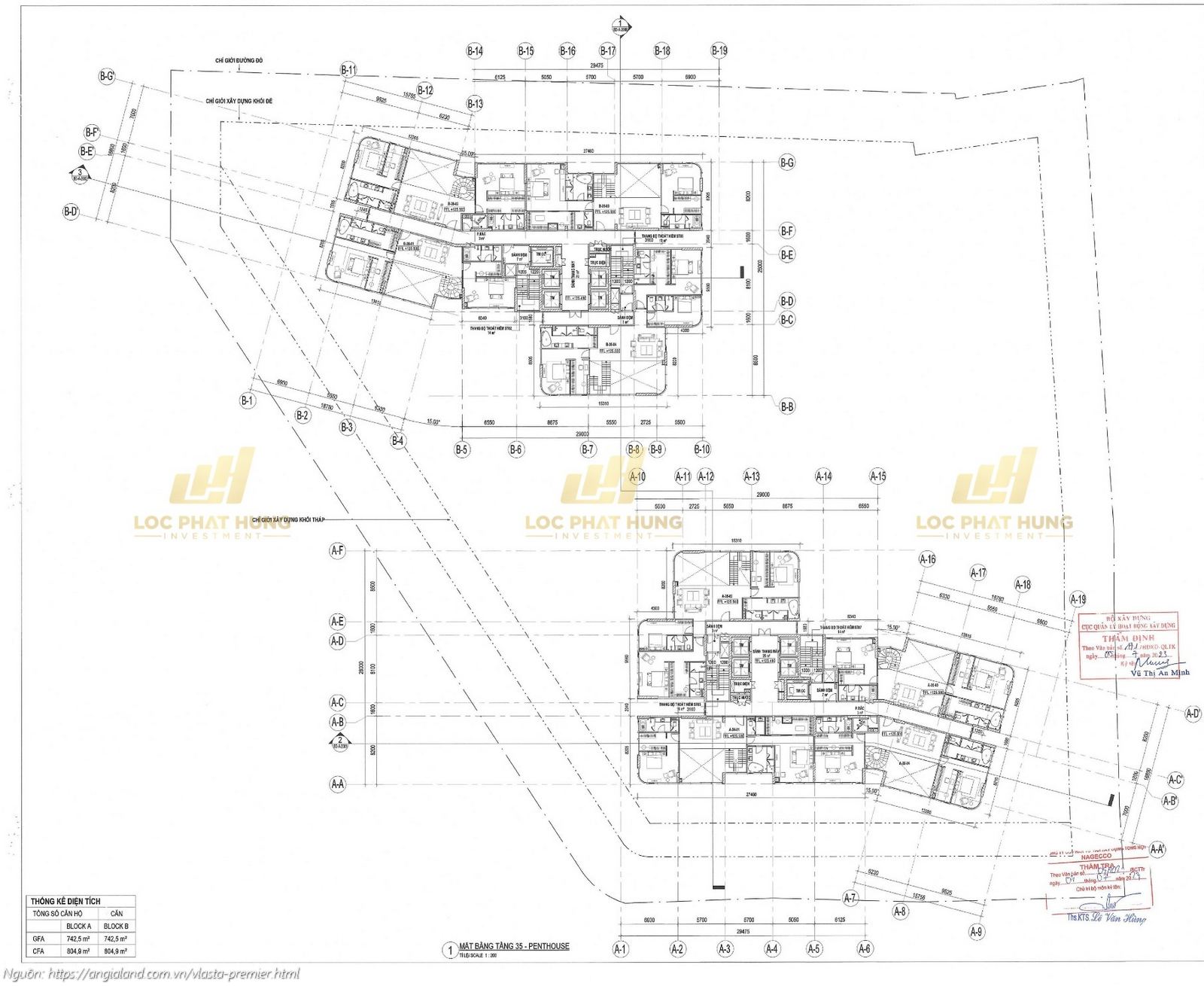Mặt bằng tầng 35 Penthouse căn hộ chung cư Vlasta Premier Quận 7
