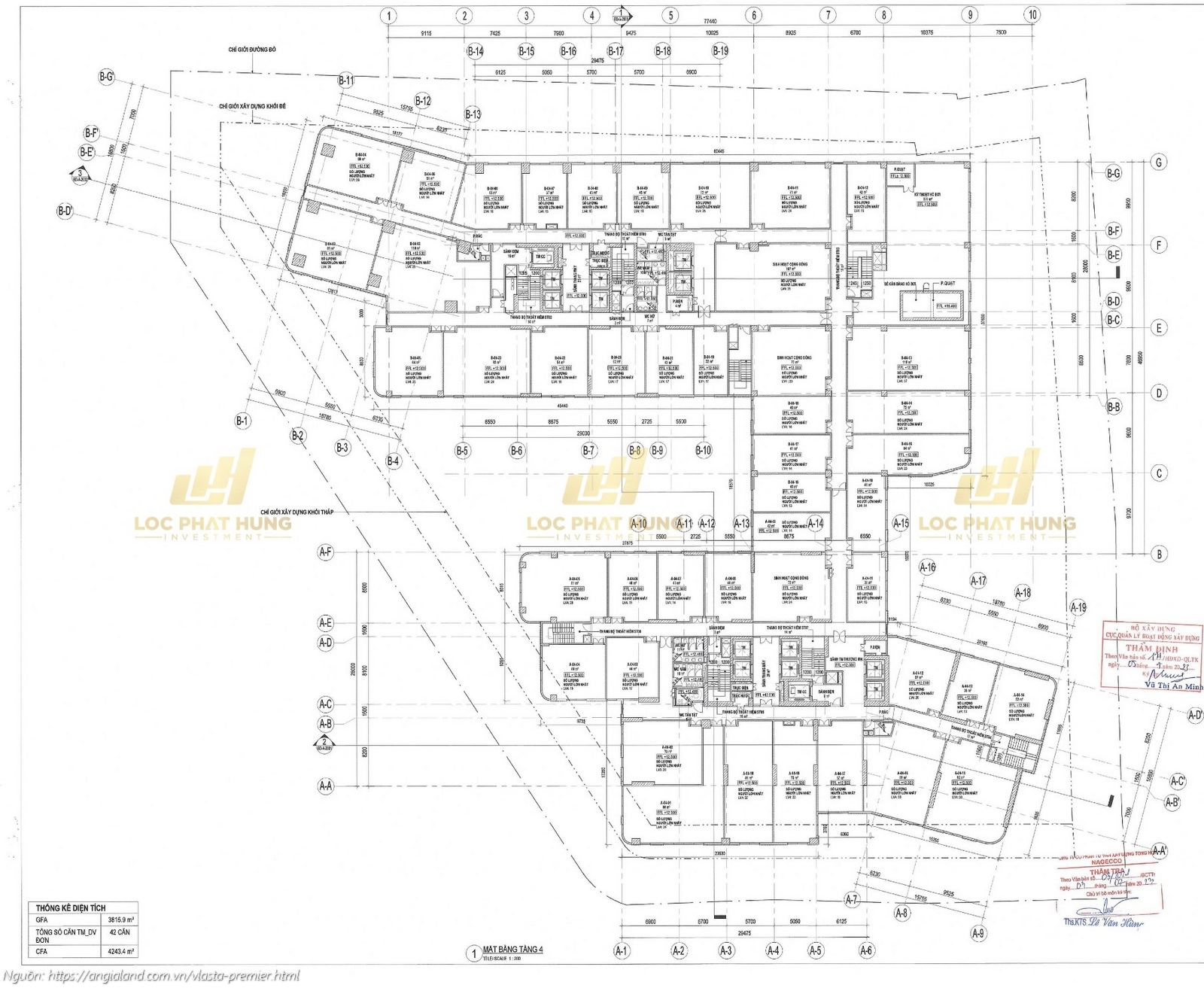 Mặt bằng tầng 4 căn hộ chung cư Vlasta Premier Quận 7