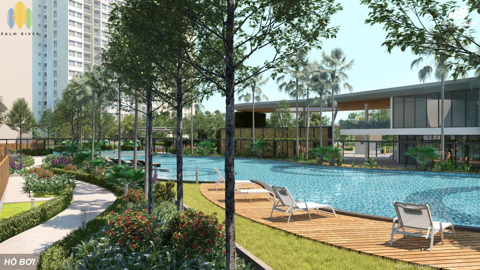 Hồ bơi tràn bờ 50m Palm River Quận 2